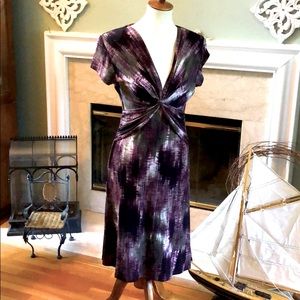 Connected Apparel, Lovely multi color dress.Waist accent knot,accent!